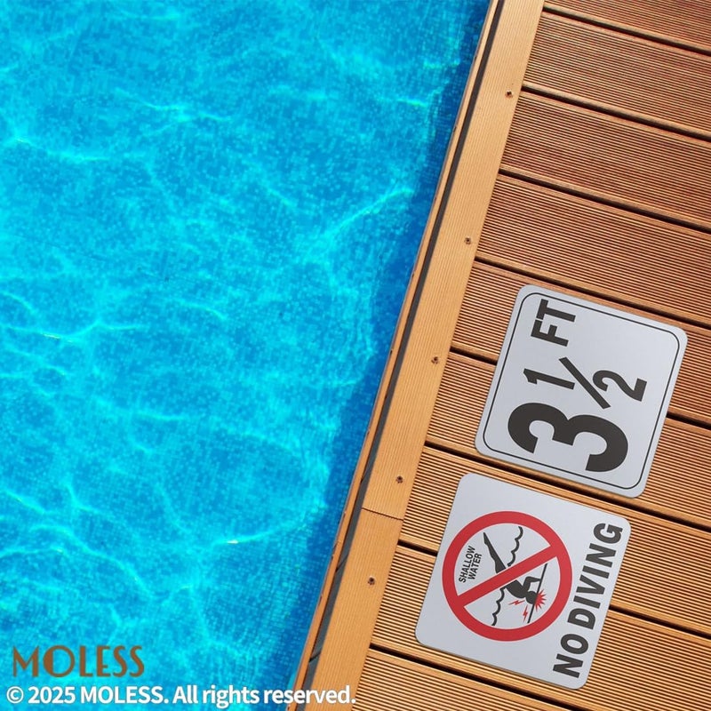 MOLESS 3½FT Pool Depth Marker Stickers – 6x6″ Anti-Slip Vinyl Tile Stickers for Swimming Pool Safety Signs, Adhesive Pool Depth Markers for Decks, 3½ FT (1 Pack) - Image 3